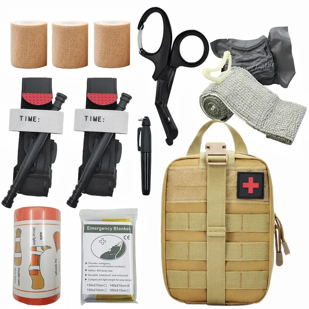 Tactical First Aid Kit Military Edc Survival Emergency Kits Bag Gear Outdoor Hunting Medical Pouch Tourniquet Scissors Bandages