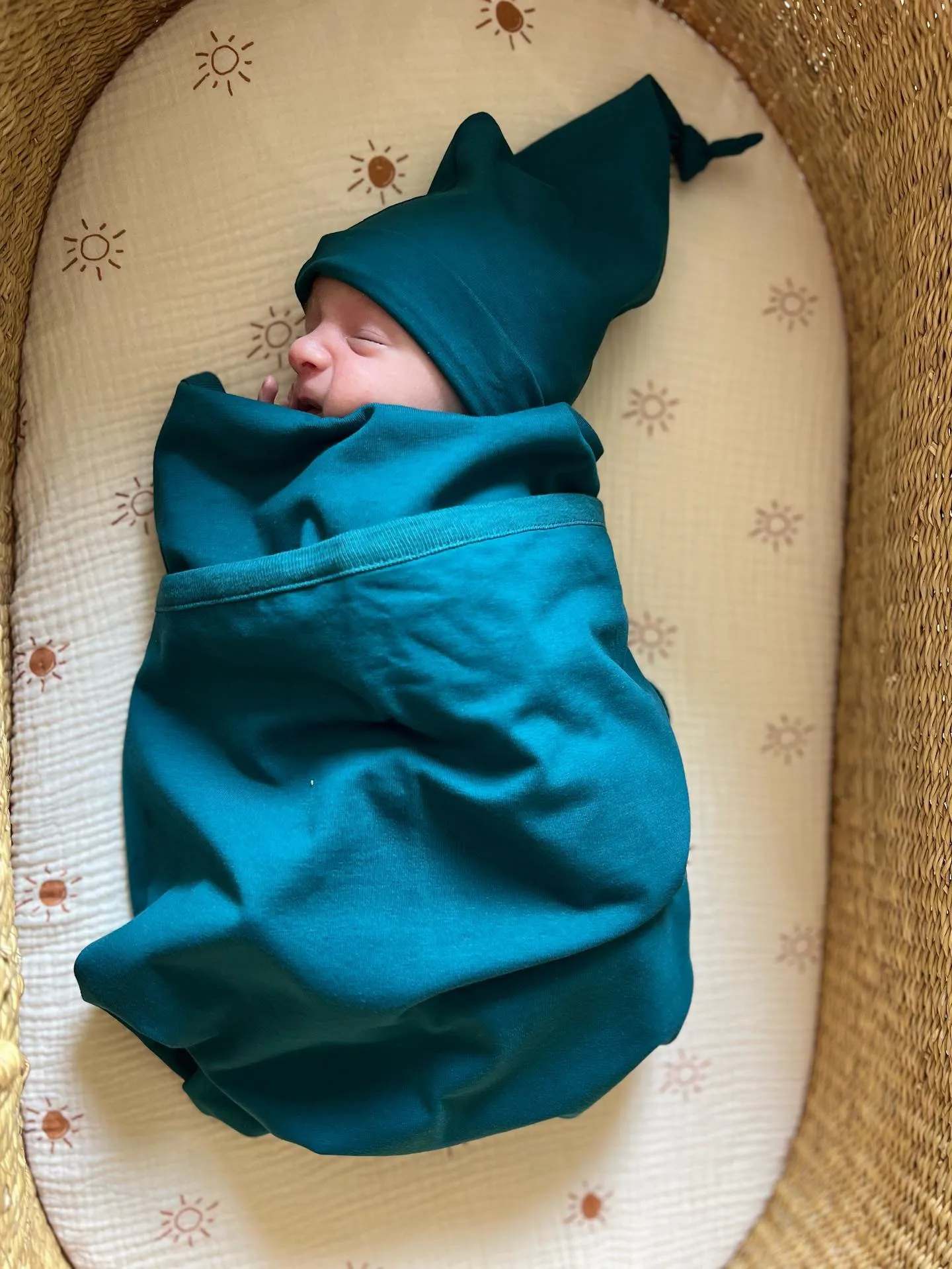 Teal Robe & Newborn Swaddle Blanket Set