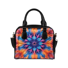 Tie Dye Purse, Pink Orange Blue Pattern Cute Small Shoulder Zip Bag Vegan Leather Women Designer Handbag Crossbody Ladies