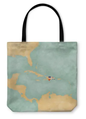 Tote Bag, Map Of Caribbean Dominican Republic