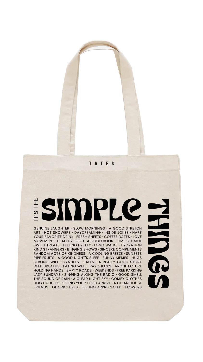 Tote bag mit "Simple things" Motiv