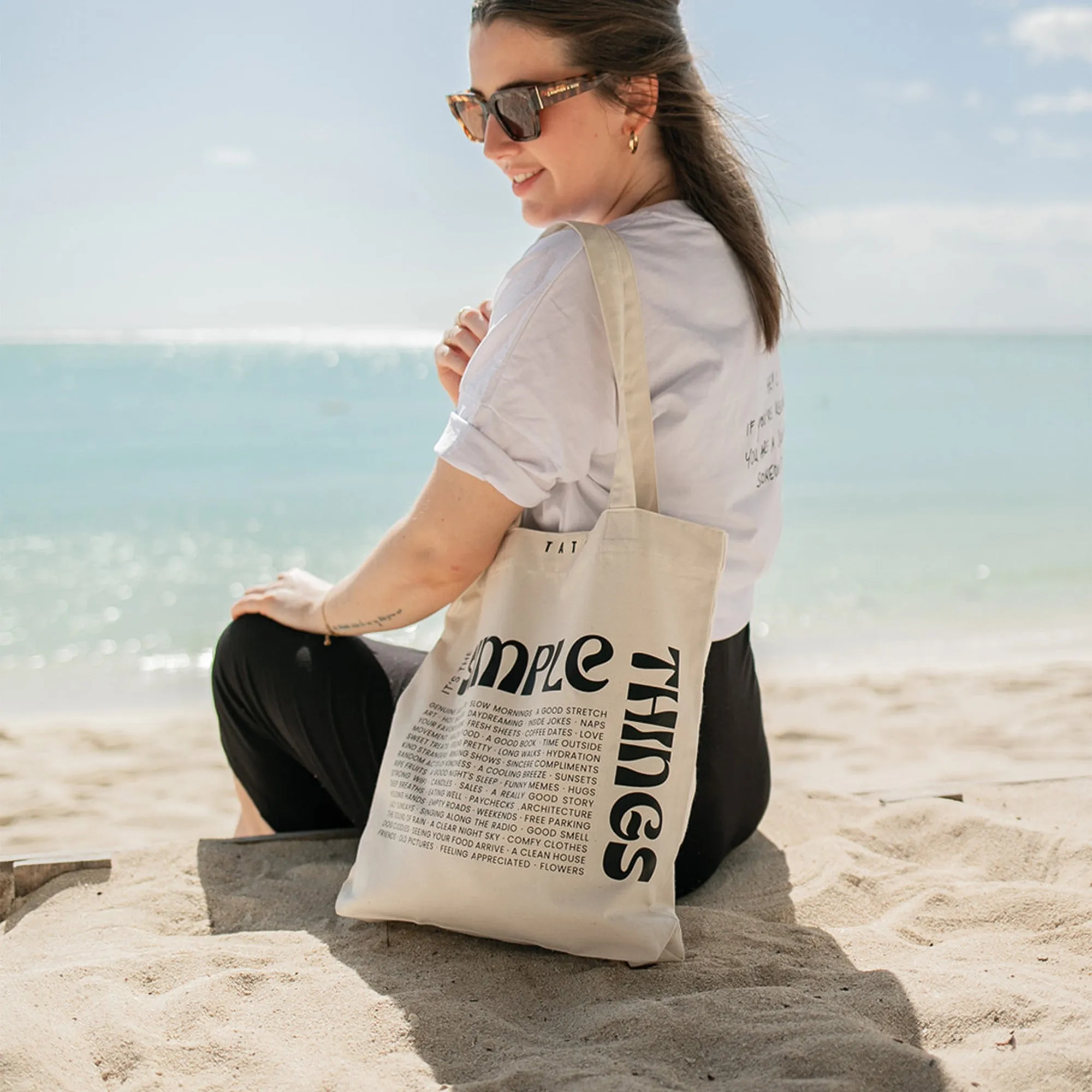 Tote bag mit "Simple things" Motiv