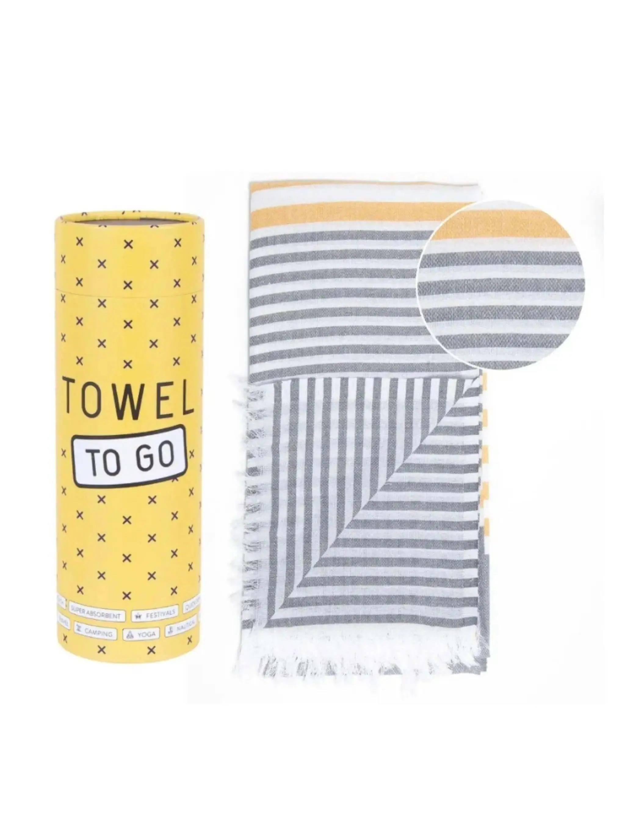 Towel to Go Bali Hammam Towel Grey/Mustard