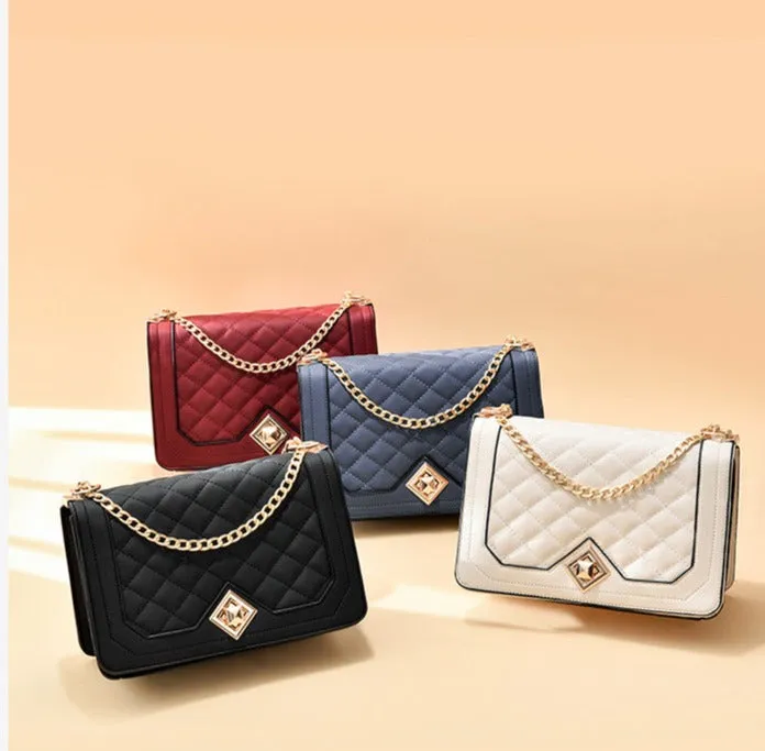 Trendy fashion diamond embossed crossbody handheld small square bag fresh and sweet ladies bag