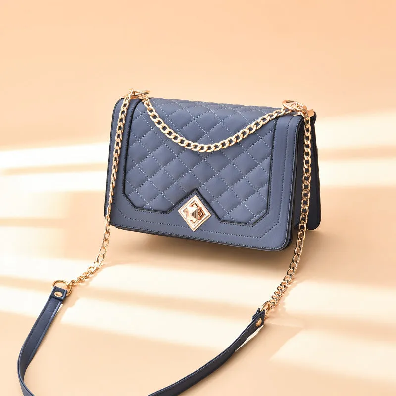 Trendy fashion diamond embossed crossbody handheld small square bag fresh and sweet ladies bag