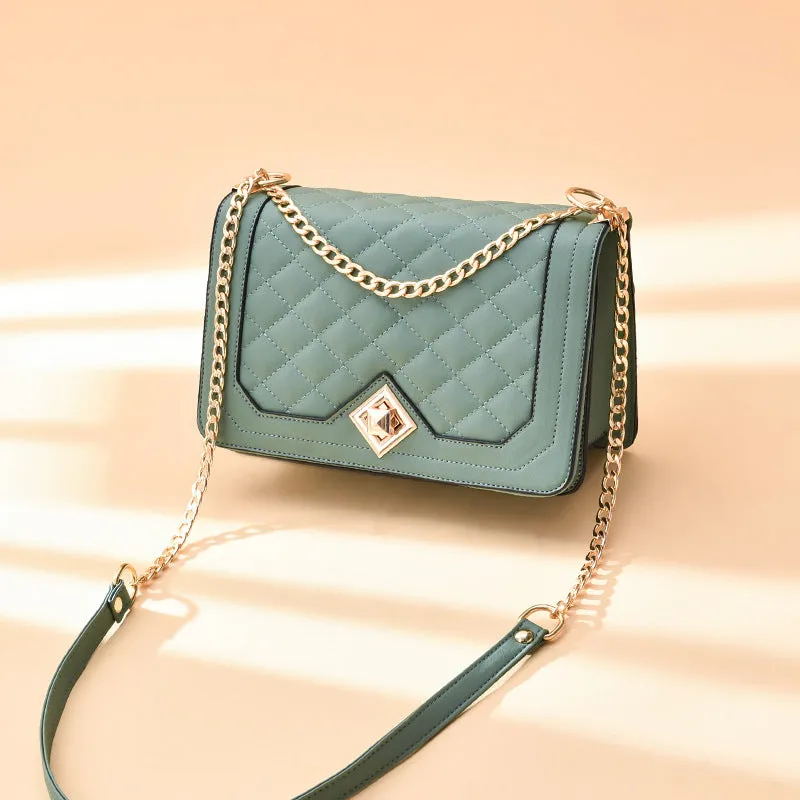 Trendy fashion diamond embossed crossbody handheld small square bag fresh and sweet ladies bag