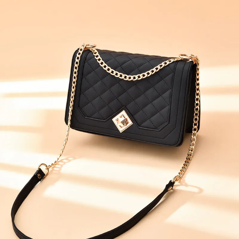 Trendy fashion diamond embossed crossbody handheld small square bag fresh and sweet ladies bag