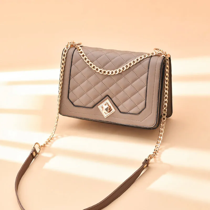 Trendy fashion diamond embossed crossbody handheld small square bag fresh and sweet ladies bag