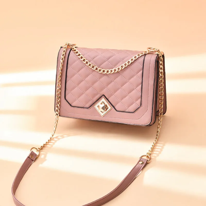 Trendy fashion diamond embossed crossbody handheld small square bag fresh and sweet ladies bag