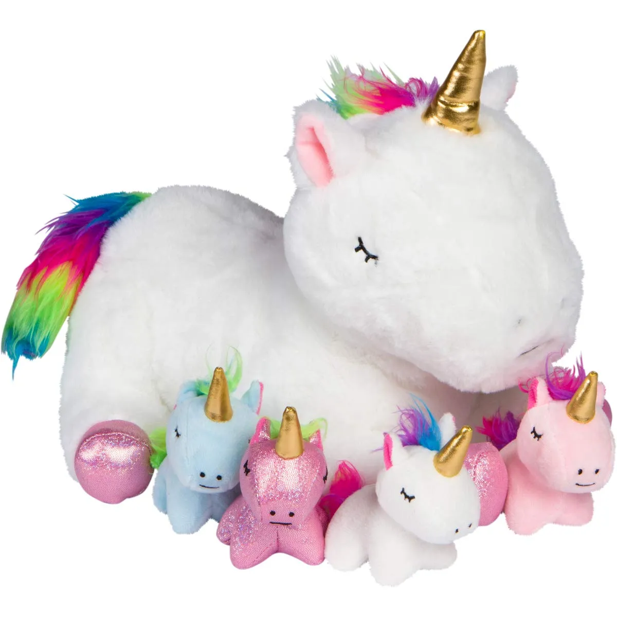 Unicorn Stuffed Animals for Girls Ages 3 4 5 6 7 8 Years; Stuffed Mommy Unicorn with 4