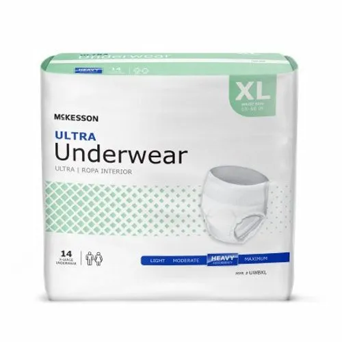 Unisex Adult Absorbent Underwear McKesson Ultra Pull On with Tear Away Seams X-Large Disposable Heav Count of 4 By McKesson