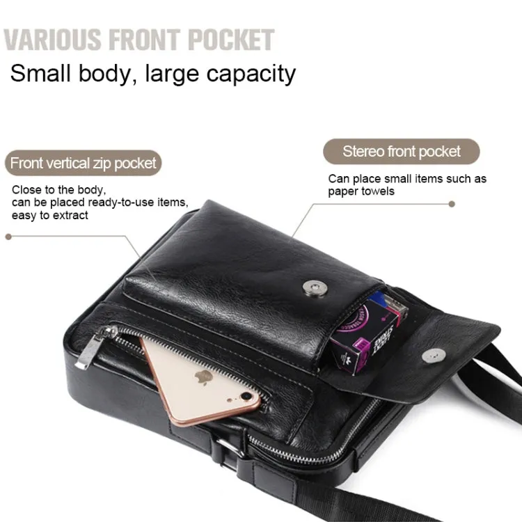 Universal Fashion Casual Men Shoulder Messenger Bag Handbag, Size: L (24cm x 20cm x 6cm)(Black)