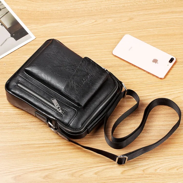 Universal Fashion Casual Men Shoulder Messenger Bag Handbag, Size: L (24cm x 20cm x 6cm)(Black)