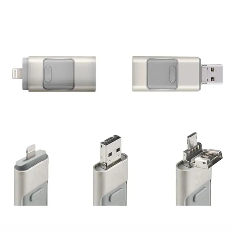 USB Flash Drives Compatible Iphone/Ios/Apple/Ipad/Android & PC 128GB [3-In-1] Lightning OTG Jump Drive 3.0 USB Memory Stick