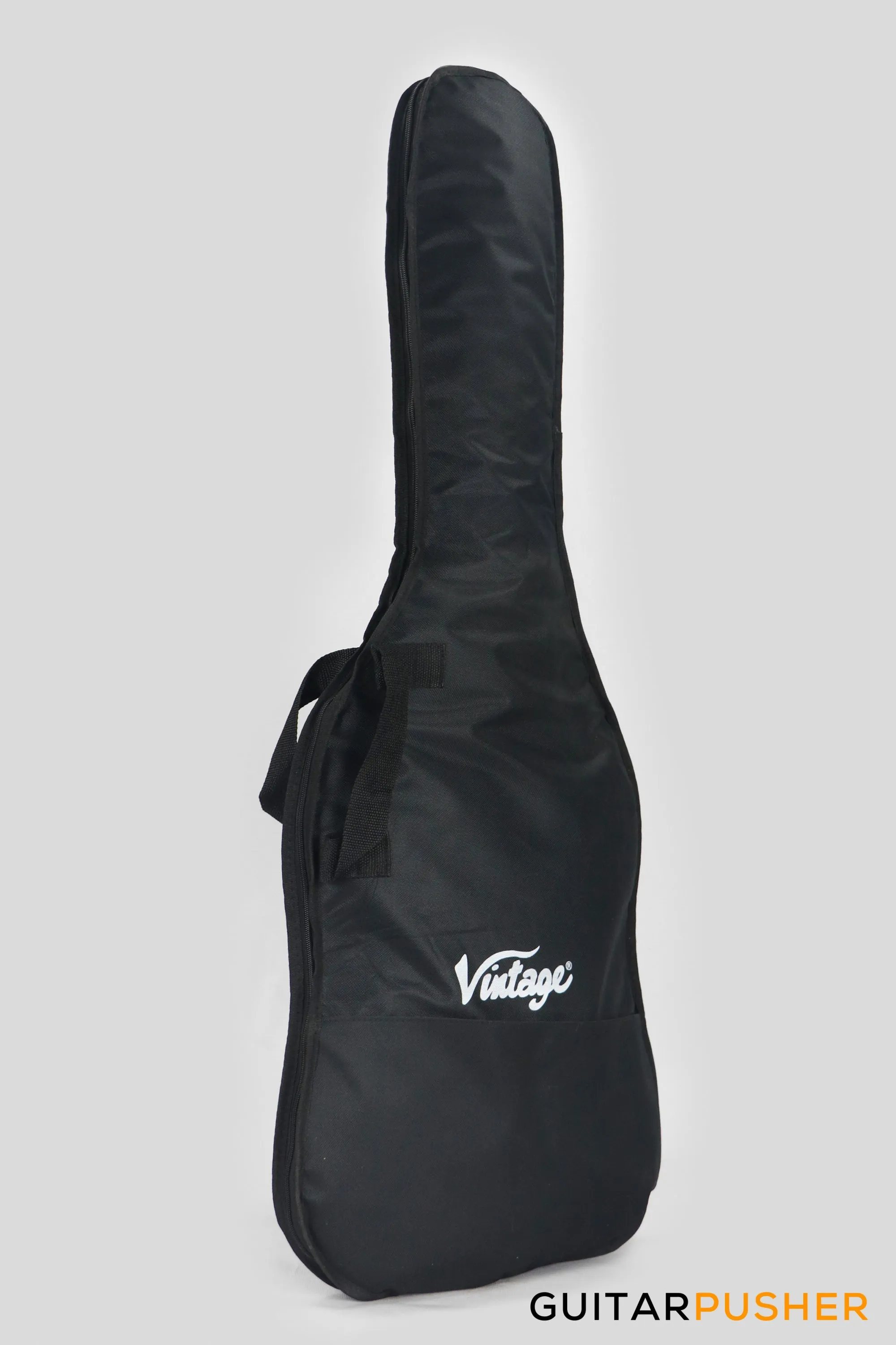 Vintage Coaster Series V60 S-Style Electric Guitar w/ Kinsman 10-Watt Amplifier, Gig Bag, & Accessories - Boulevard Black