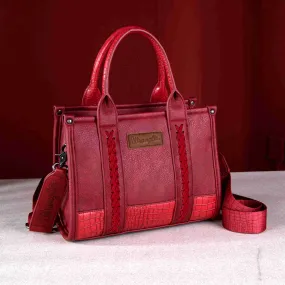 WG102-8120S  Wrangler Croc Print Concealed Carry Tote/Crossbody - Burgundy