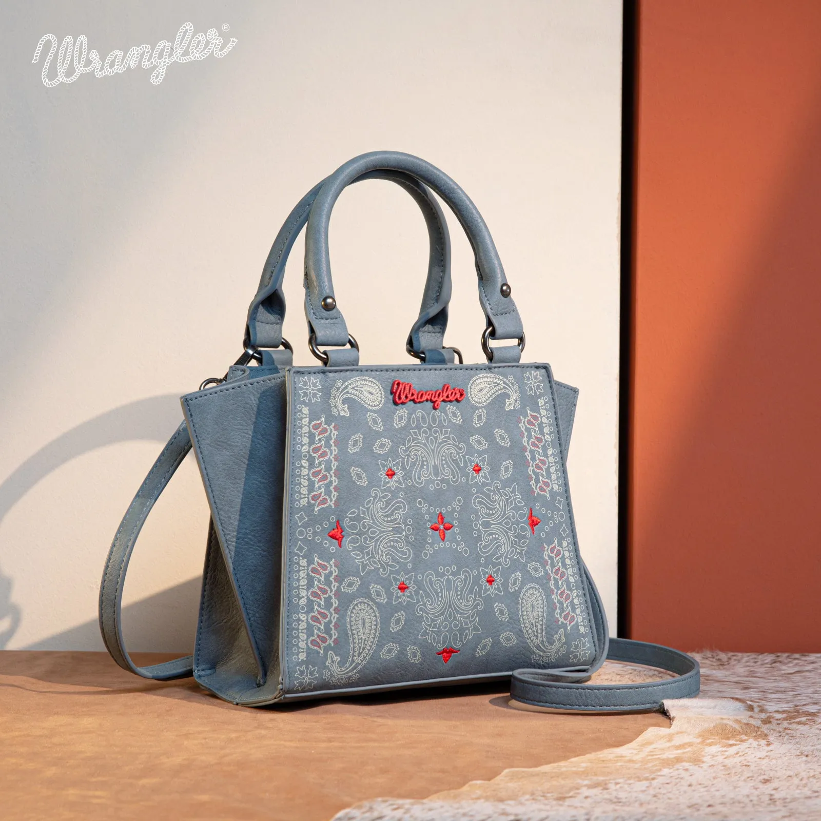 WG134-8012  Wrangler Paisley Mini Satchel/Crossbody Jean