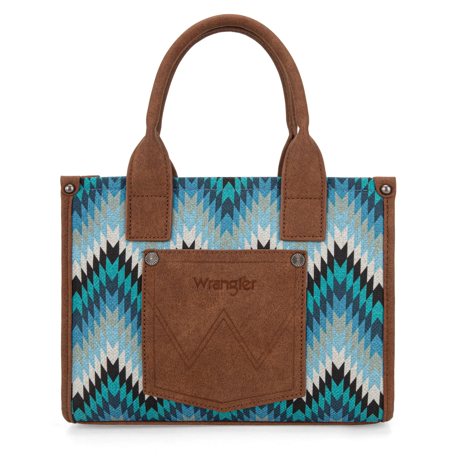 WG2211-8120S  Wrangler Southwestern Pattern Dual Sided Print Tote/Crossbody - JEAN