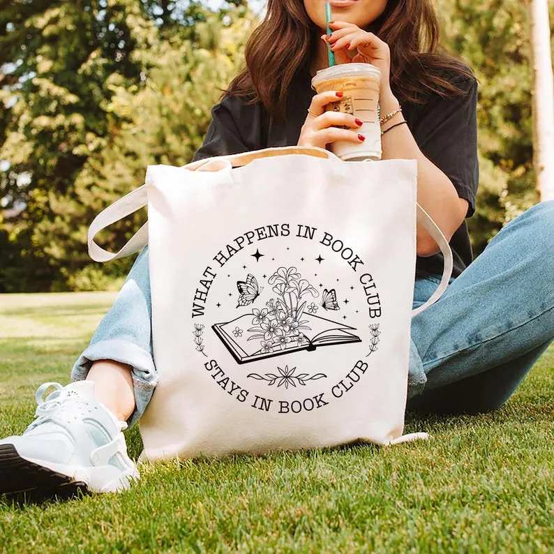 What Happens In Book Club Stays In Book Club Tote Bag, Book Nerd Tote Bag