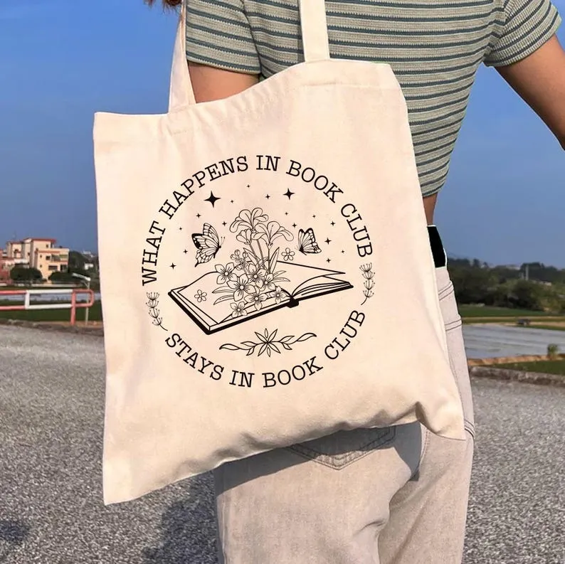 What Happens In Book Club Stays In Book Club Tote Bag, Book Nerd Tote Bag