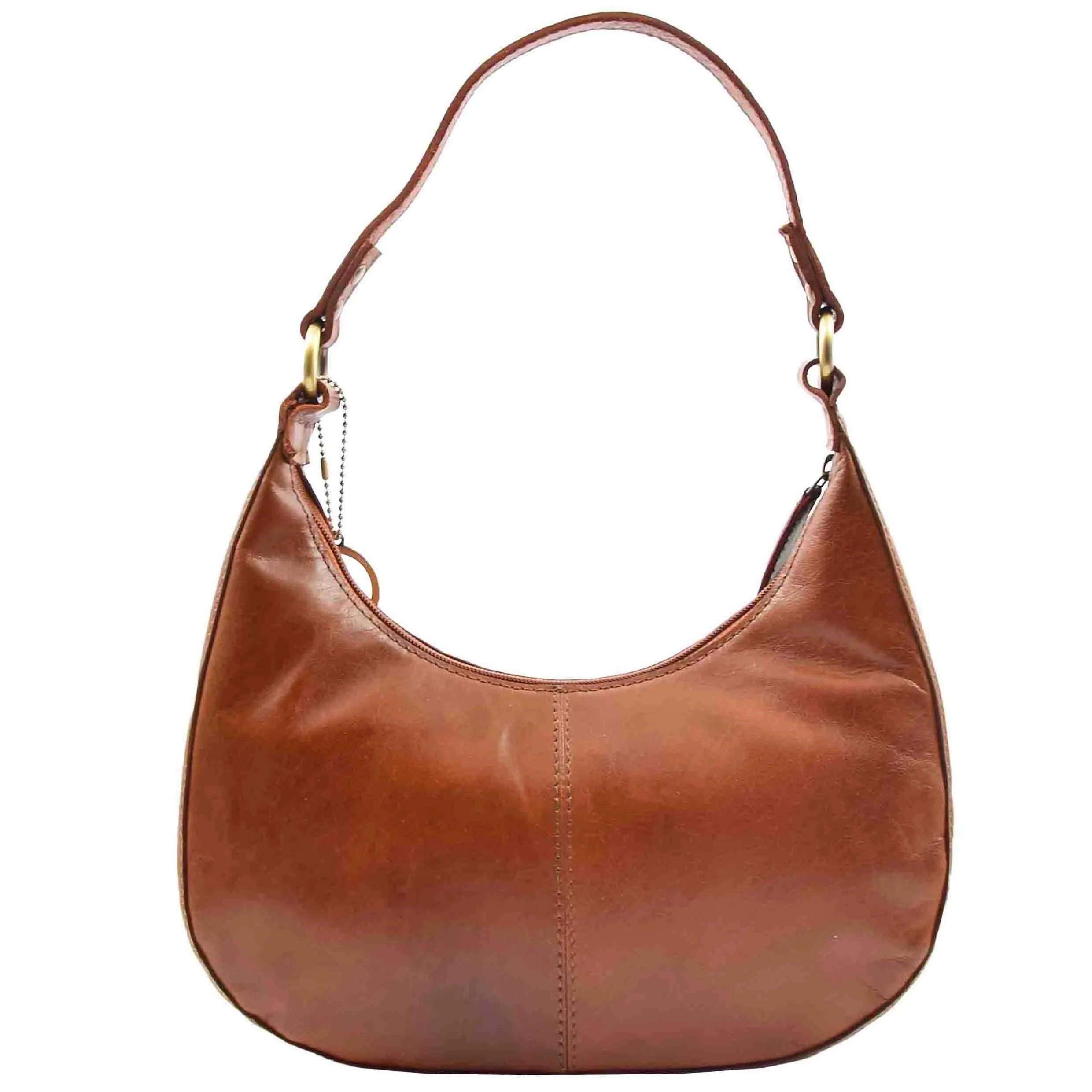 Womens Classic Leather Shoulder Hobo Bag Bruges Cognac