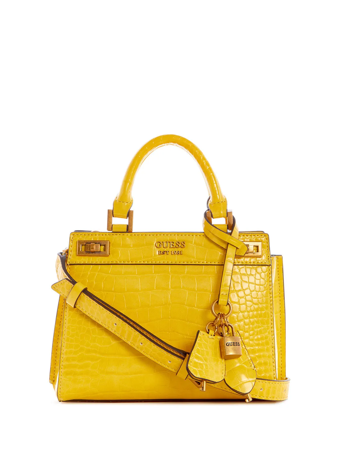 Yellow Katey Croc Mini Satchel Bag