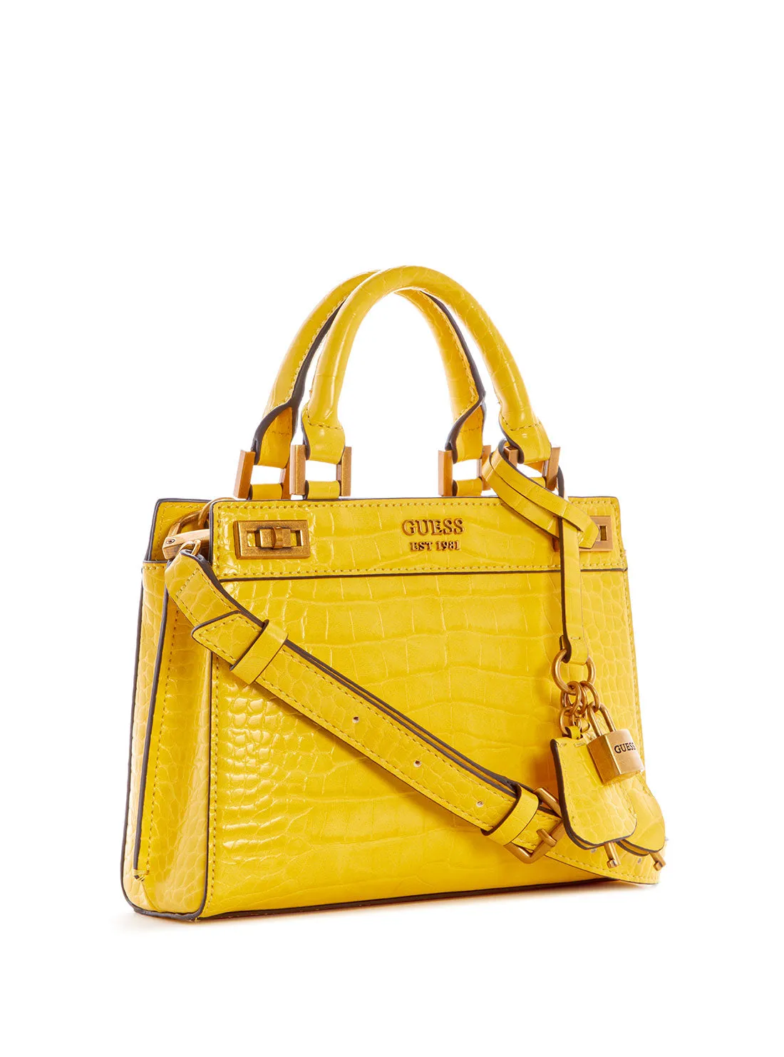 Yellow Katey Croc Mini Satchel Bag