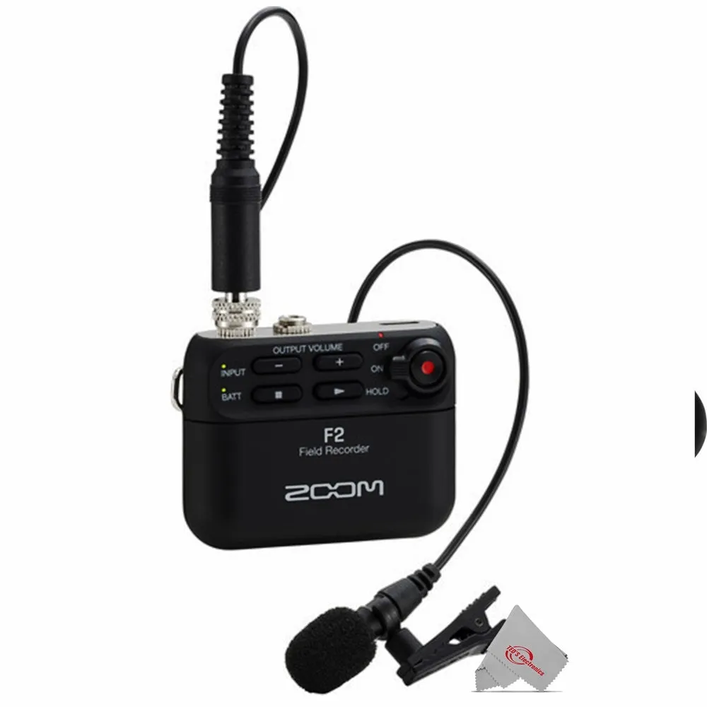 Zoom F2 Ultracompact Portable Field Recorder with Lavalier Microphone