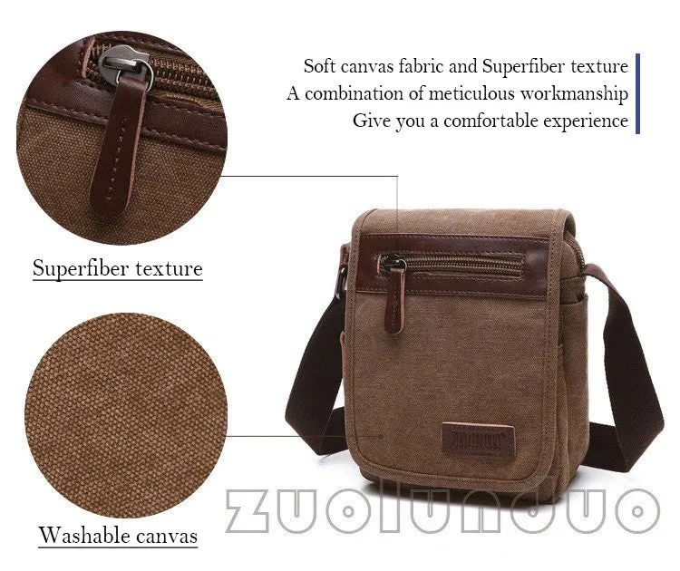 Zuolunduo Vintage style Canvas Shoulder Small Bag